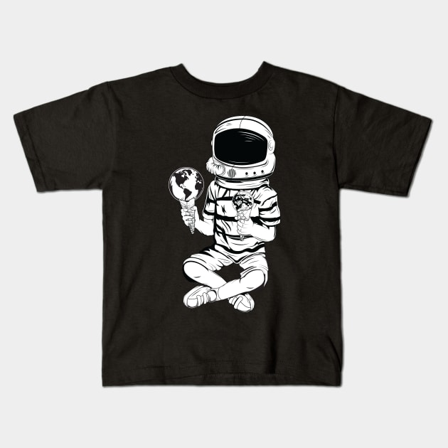 Astronaut With Two Ice Creams Kids T-Shirt by thebuniverse